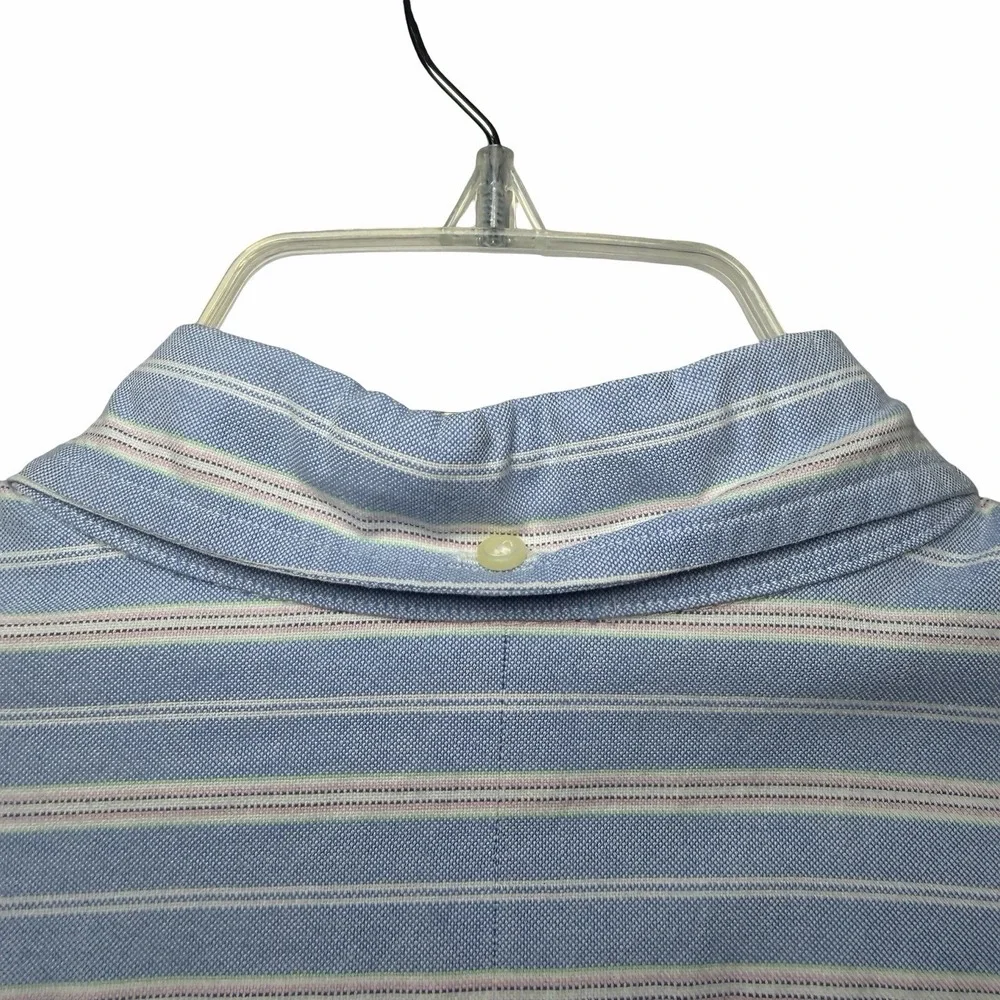 Polo Ralph Lauren Mens XL Slim Fit Oxford Shirt Blue Stripe Flesh Pony Preppy